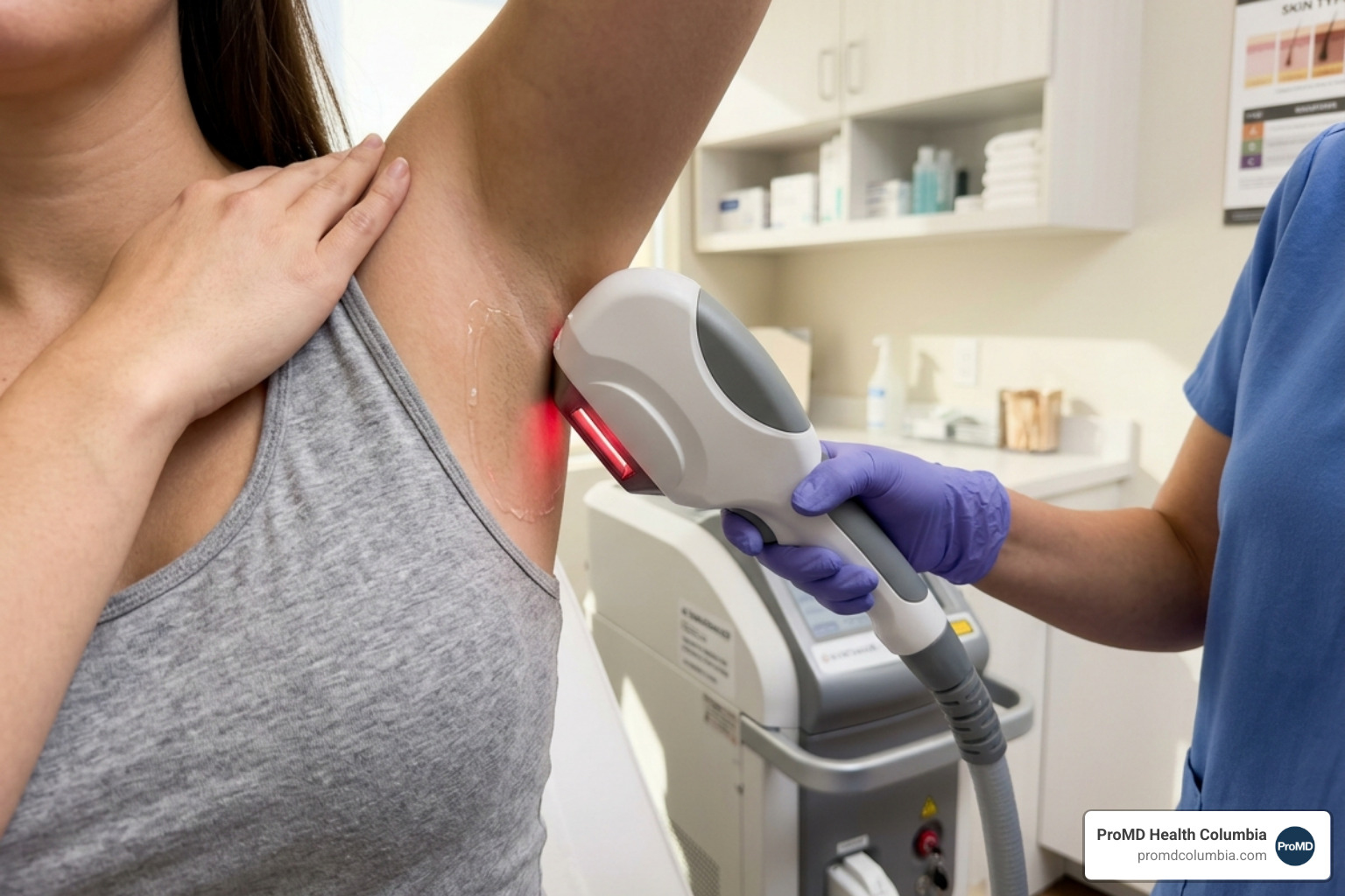 Laser device being used on the underarm area neck-down - laser hair removal cost ellicott city Laser device being used on the underarm area neck-down - laser hair removal cost ellicott city