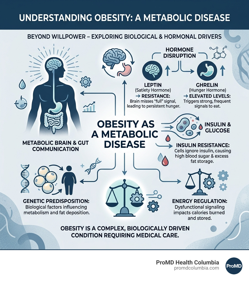 infographic showing obesity as a metabolic disease with biological and hormonal drivers - maryland weight care infographic 