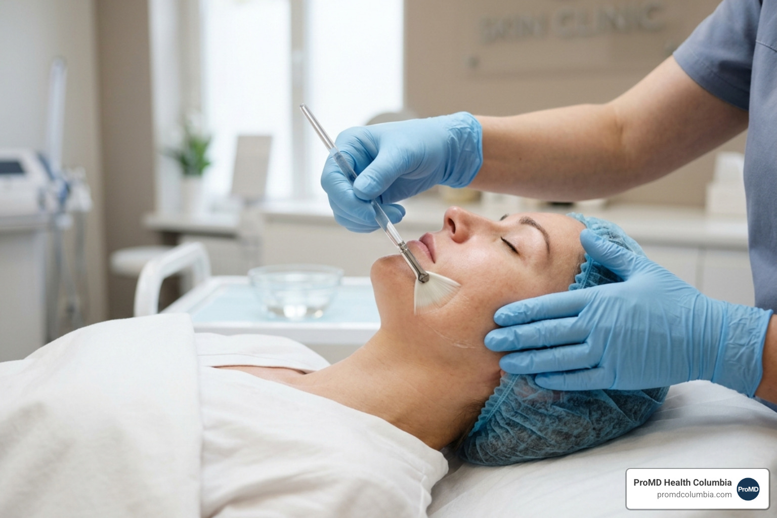 neck-down chemical application - chemical peel facials