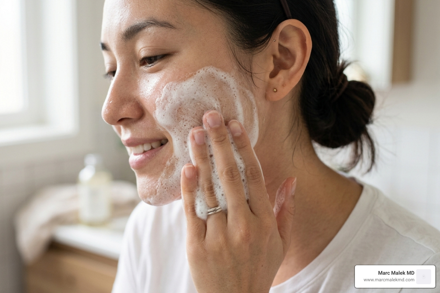 foaming facial lather being applied to skin - best face wash for oily skin and pimples foaming facial lather being applied to skin - best face wash for oily skin and pimples