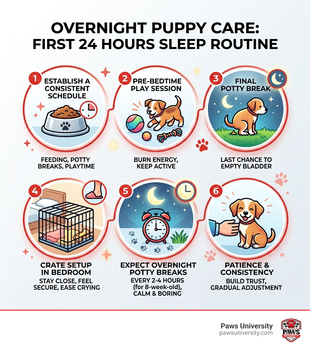 Overnight puppy care first 24 hours sleep routine infographic - overnight puppy care infographic Overnight puppy care first 24 hours sleep routine infographic - overnight puppy care infographic