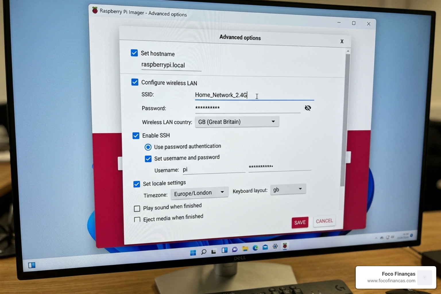Raspberry Pi Imager interface showing the advanced options menu for WiFi and SSH configuration - configure smart mirror wifi Raspberry Pi Imager interface showing the advanced options menu for WiFi and SSH configuration - configure smart mirror wifi