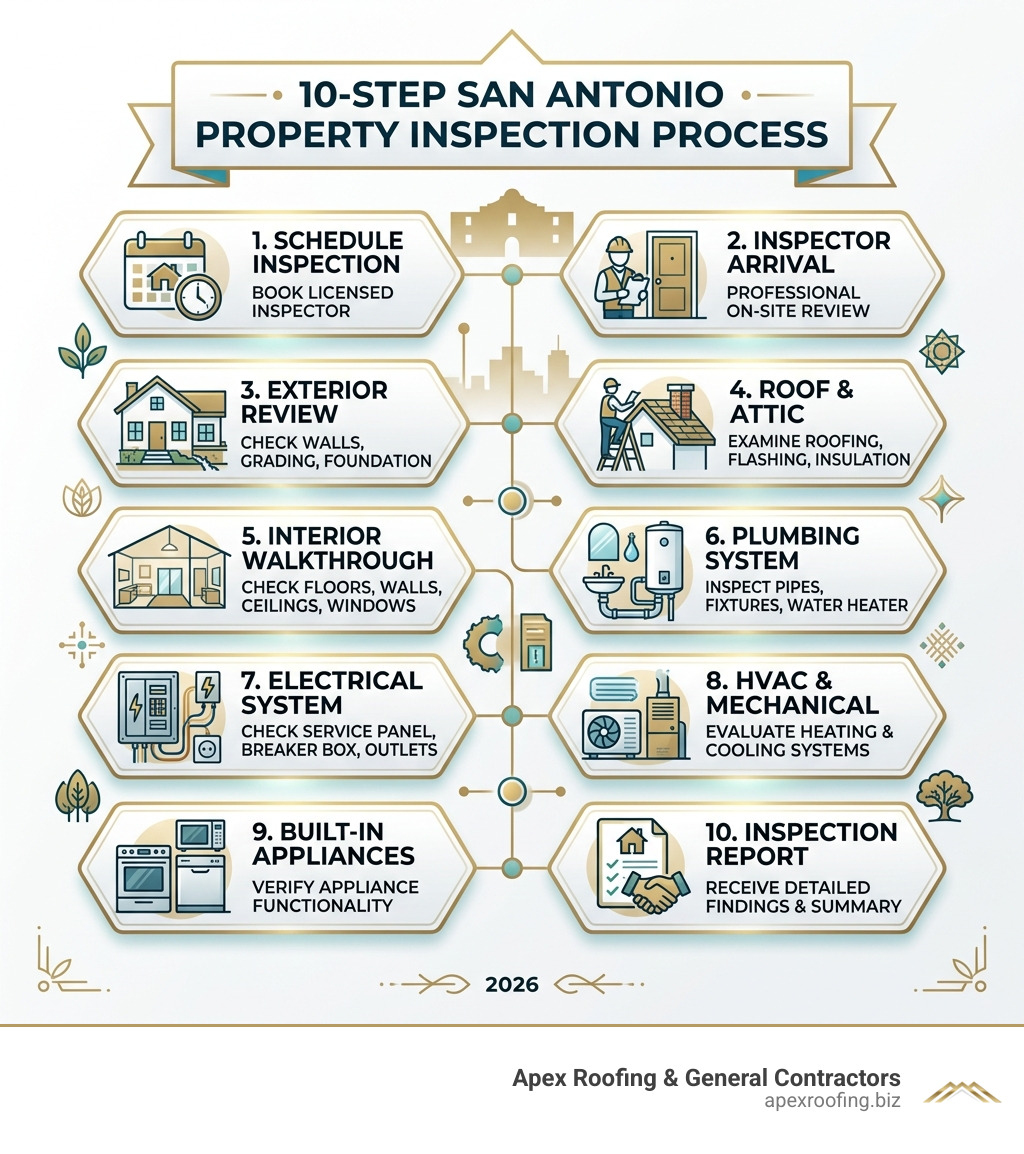 10-step property inspection process in San Antonio infographic - Property inspection San Antonio infographic 