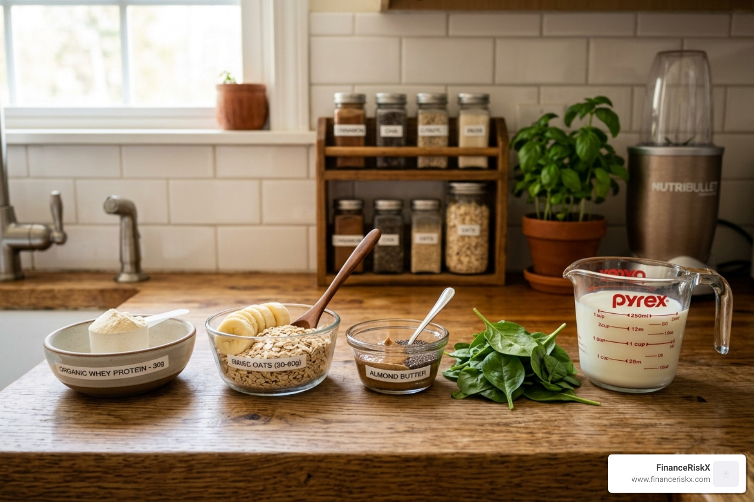 portion-controlled ingredients on a counter - athlete smoothie portion guide