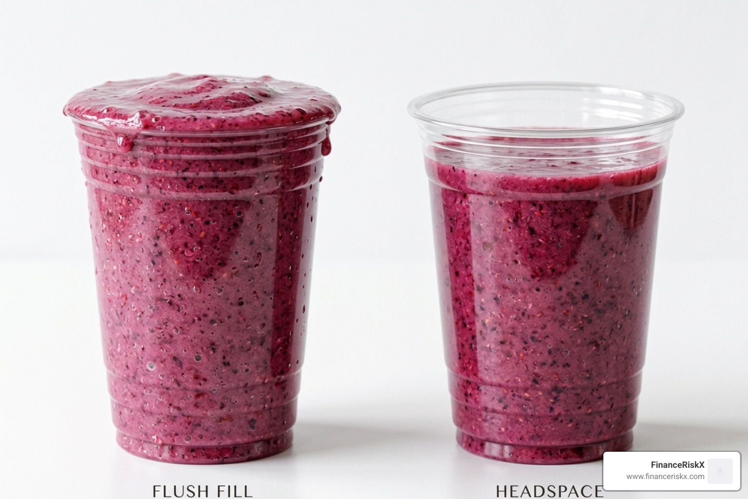 Illustration of flush fill vs practical fill in a clear plastic cup - restaurant smoothie cup size