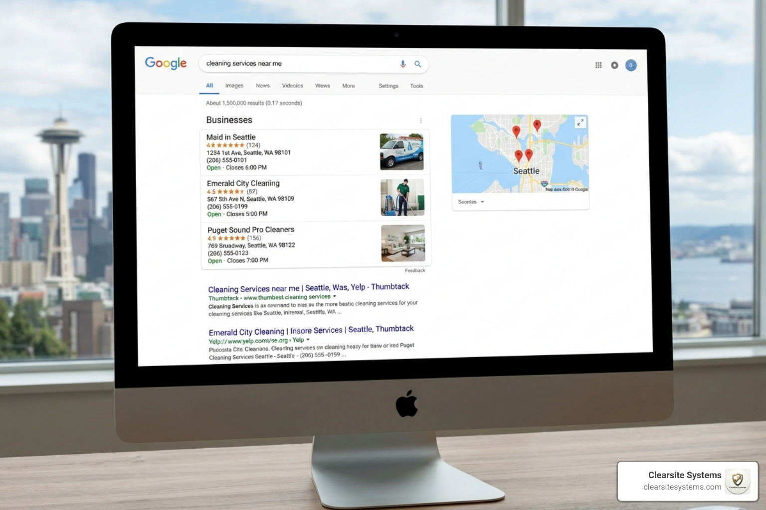 Google search results showing the Local Pack for cleaning services - SEO for Cleaning Companies