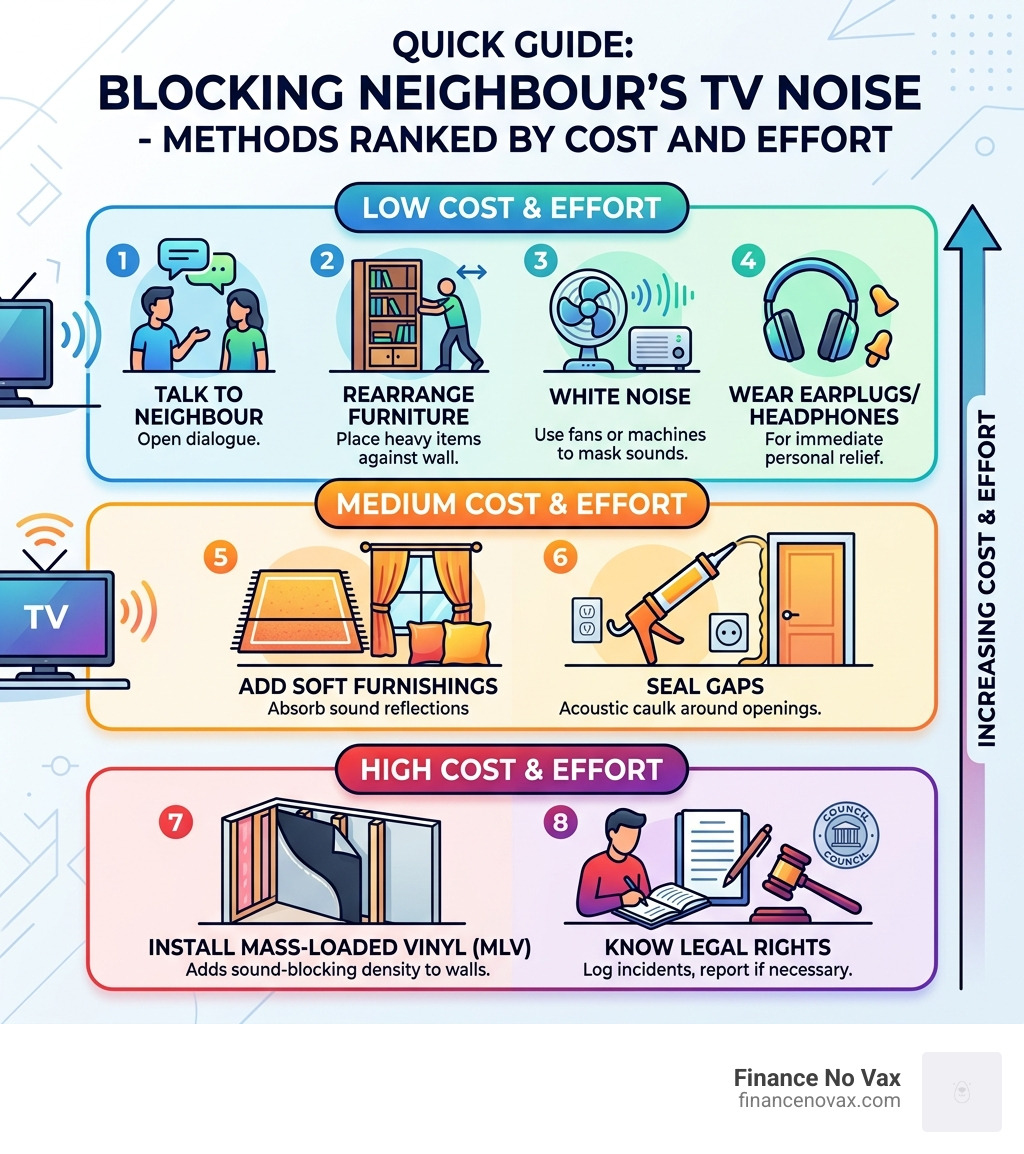 Quick guide: how to block out neighbours TV noise - methods ranked by cost and effort - how to block out neighbours tv noise