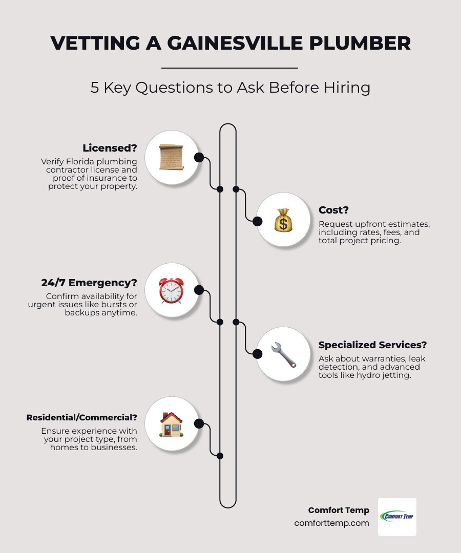 Infographic: 5 questions to vet a Gainesville plumber before hiring - plumbing in gainesville infographic Infographic: 5 questions to vet a Gainesville plumber before hiring - plumbing in gainesville infographic