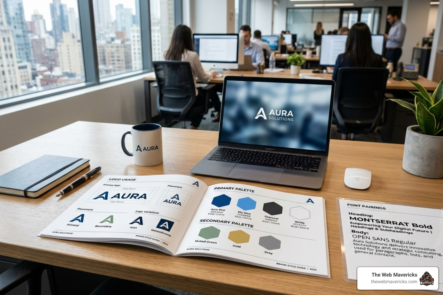 A comprehensive brand style guide showing logo usage, color swatches, and font pairings - cohesive digital marketing strategy