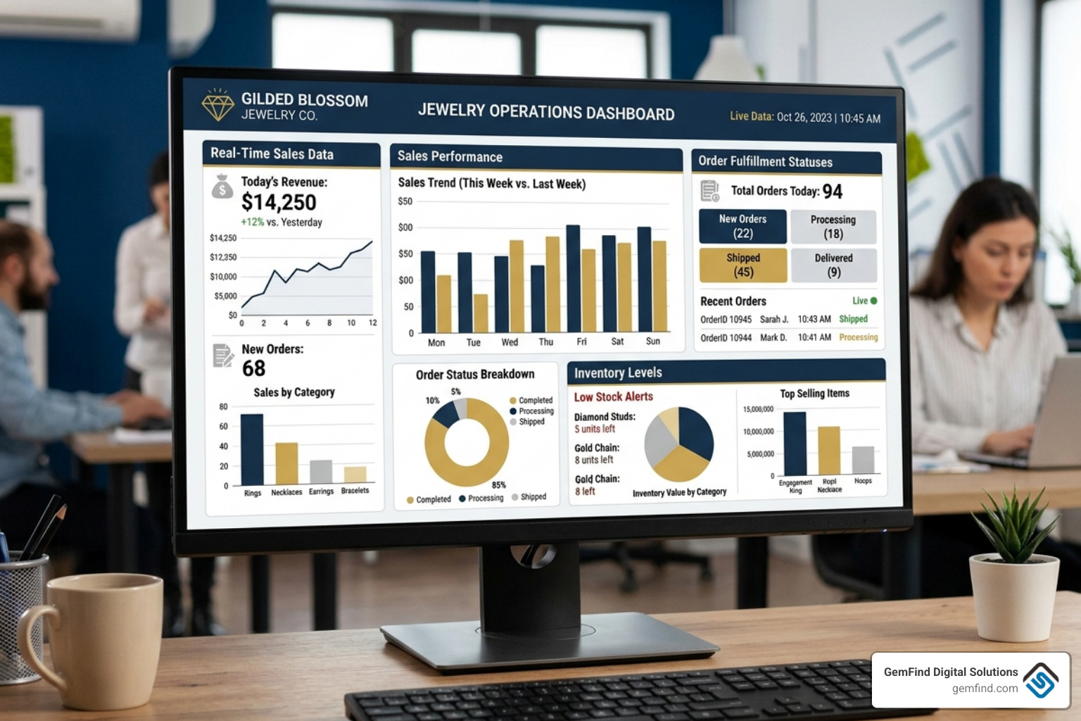 Centralized order dashboard showing real-time jewelry sales and fulfillment status - Shopify Plus order management Centralized order dashboard showing real-time jewelry sales and fulfillment status - Shopify Plus order management