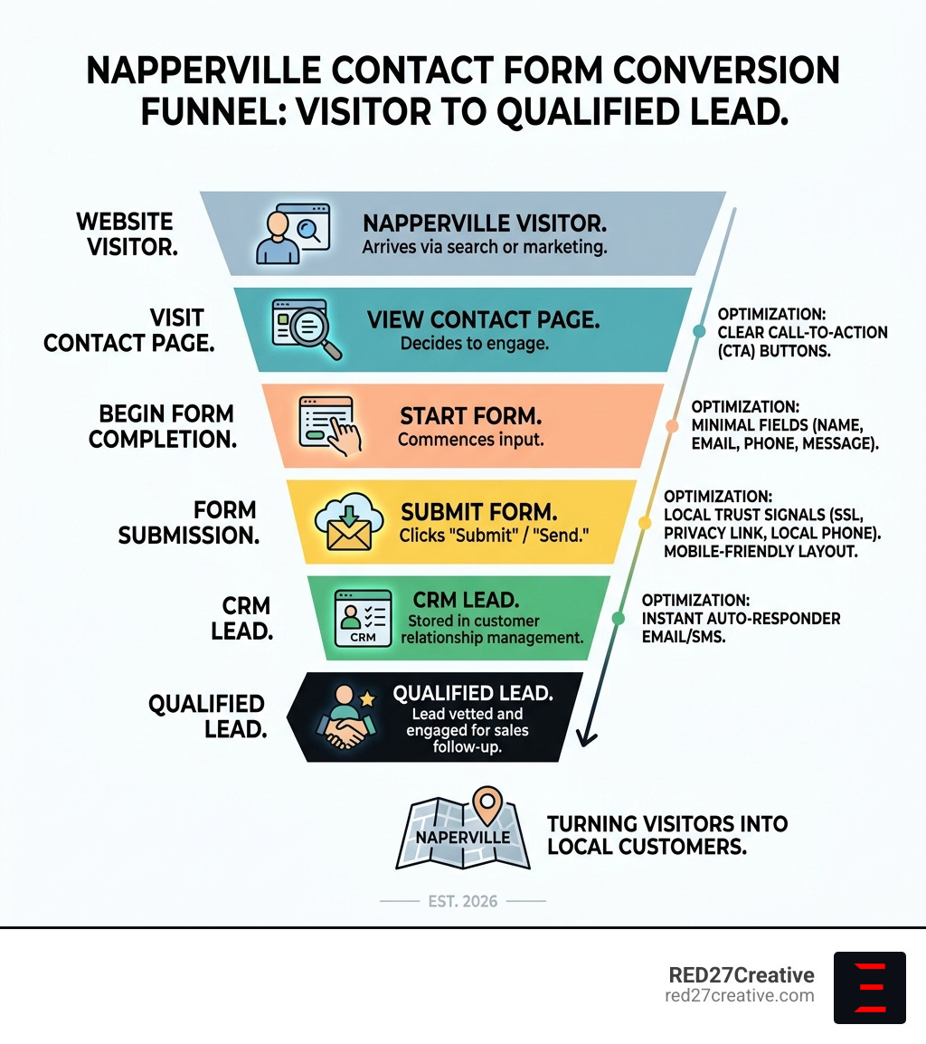 Contact form conversion funnel from website visitor to qualified lead for Naperville businesses - Contact form optimization Contact form conversion funnel from website visitor to qualified lead for Naperville businesses - Contact form optimization