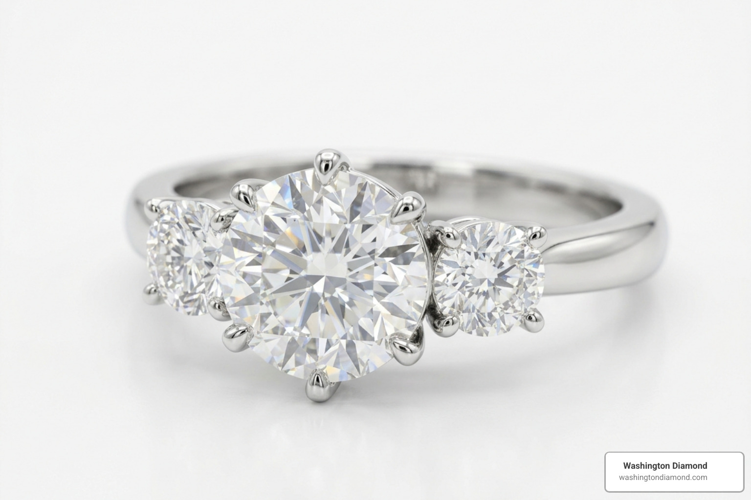 A stunning three-stone diamond ring representing past, present, and future - 25th anniversary ring designs