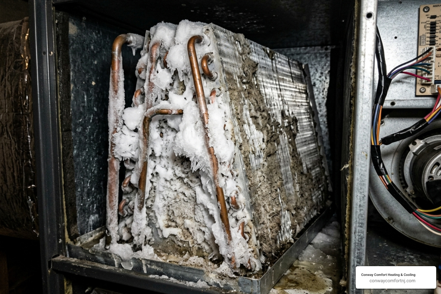 frozen evaporator coils covered in ice and frost - hamilton hvac coil experts