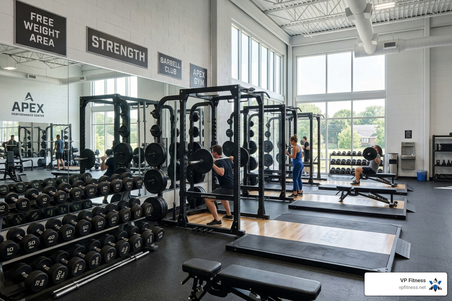 A clean, organized weight room with professional strength equipment - gym rent space A clean, organized weight room with professional strength equipment - gym rent space