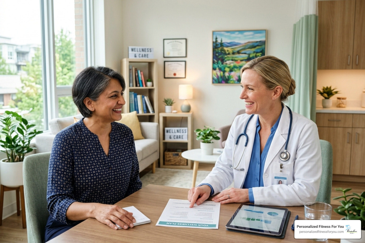 A woman in a calm, professional setting consulting with a health specialist about her wellness plan - GLP-1 Medication A woman in a calm, professional setting consulting with a health specialist about her wellness plan - GLP-1 Medication