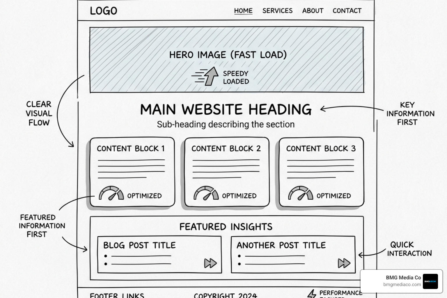Minimalist website wireframe focusing on content hierarchy and speed - ultra fast website builds Minimalist website wireframe focusing on content hierarchy and speed - ultra fast website builds