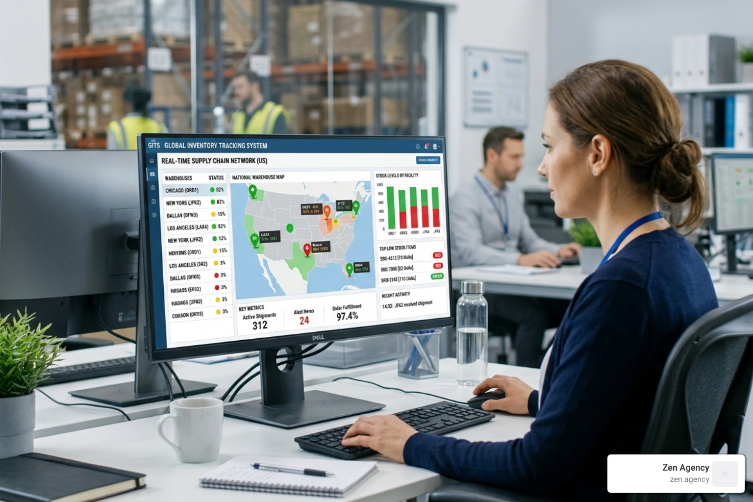 Real-time inventory tracking dashboard showing stock levels across multiple warehouses - ERP e-commerce integration Real-time inventory tracking dashboard showing stock levels across multiple warehouses - ERP e-commerce integration