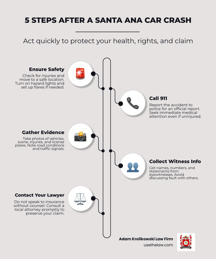 5 steps to take after a Santa Ana car crash infographic - local santa ana attorney infographic 5 steps to take after a Santa Ana car crash infographic - local santa ana attorney infographic