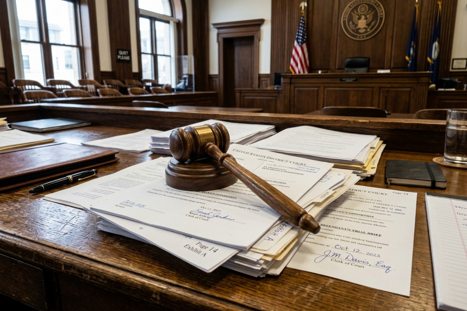 legal documents on a desk with a gavel - eviction protection grant program