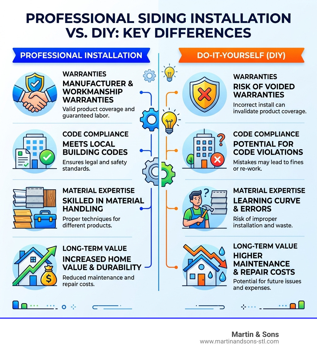 Benefits of professional siding installation vs DIY: warranties, code compliance, material expertise, and long-term value Benefits of professional siding installation vs DIY: warranties, code compliance, material expertise, and long-term value