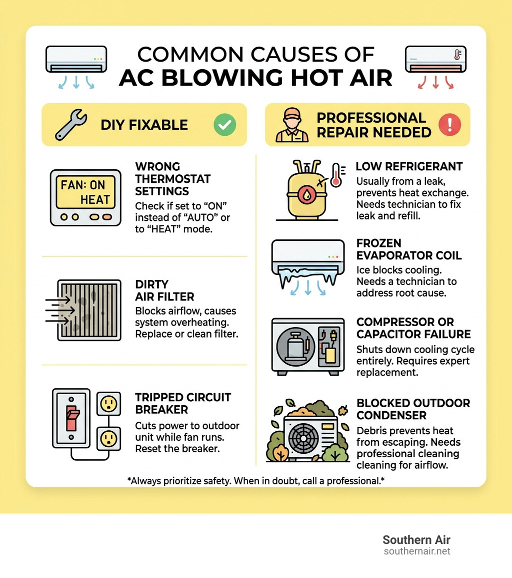 Common causes of AC blowing hot air and whether they need DIY or professional repair - air conditioner blowing hot air Common causes of AC blowing hot air and whether they need DIY or professional repair - air conditioner blowing hot air