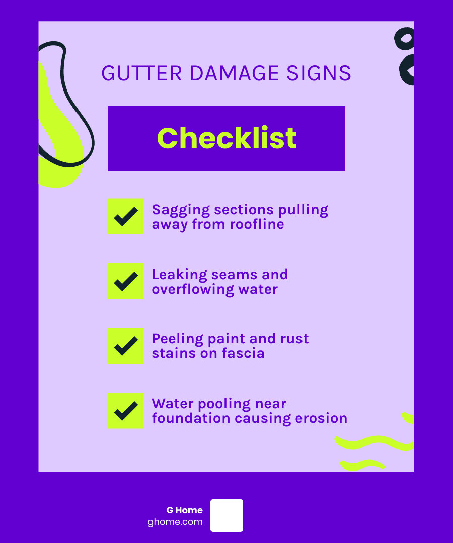 infographic showing warning signs, common repairs, costs, and when to repair vs. replace gutters - gutter repair service