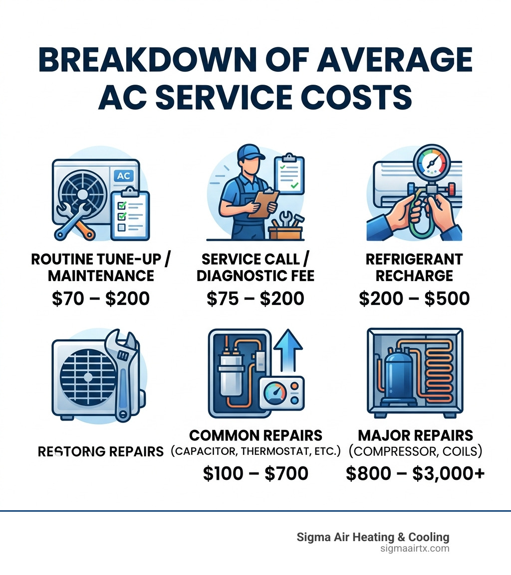 Breakdown of average AC service costs infographic - air conditioning service price infographic Breakdown of average AC service costs infographic - air conditioning service price infographic