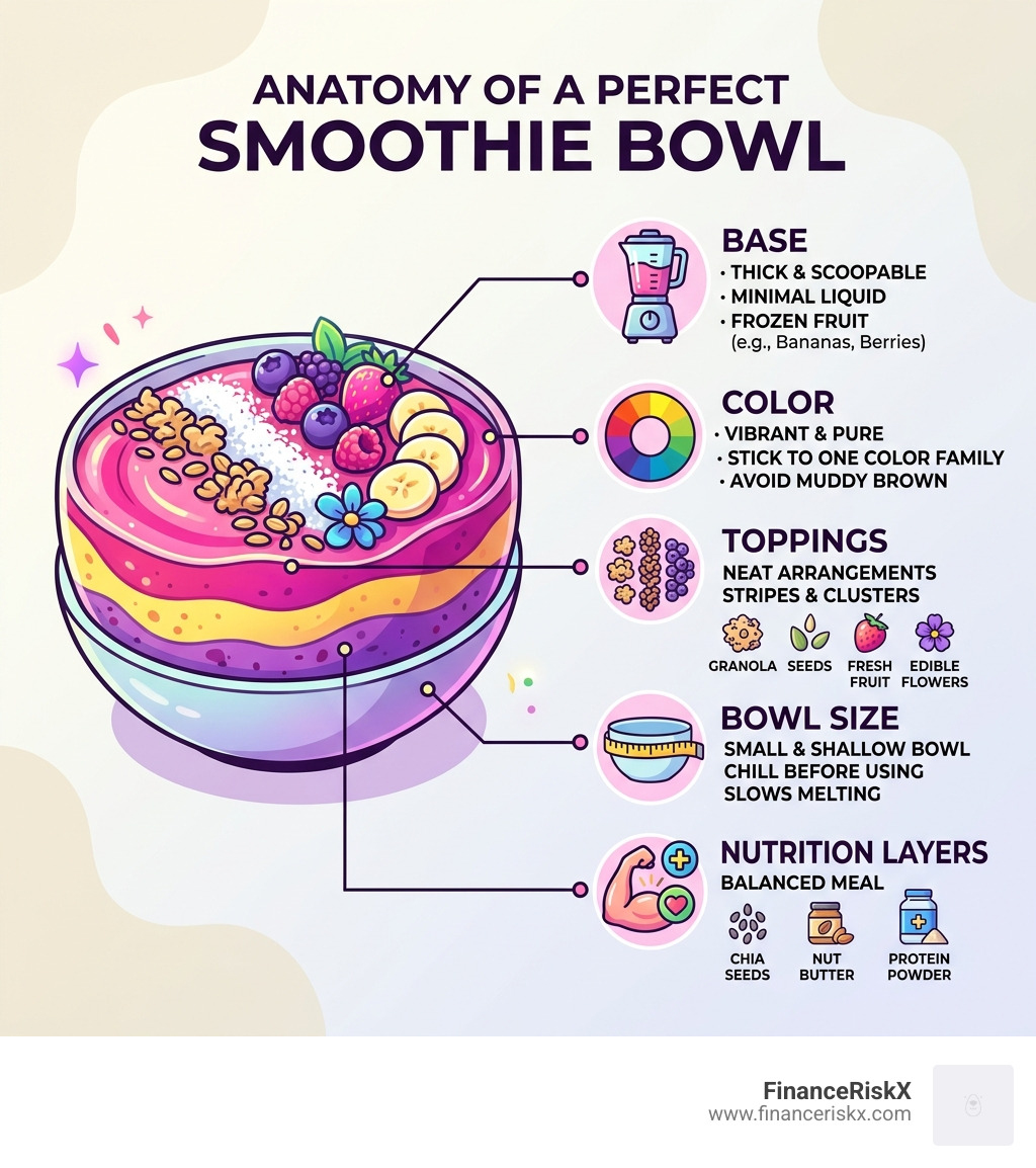 Anatomy of a perfect smoothie bowl: base, color, toppings, bowl size, and nutrition layers - aesthetic smoothie bowl recipes