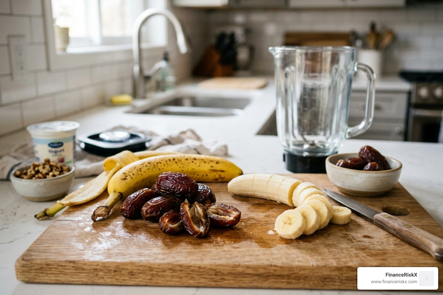 Medjool dates and ripe bananas ready for blending - sweetener for smoothies