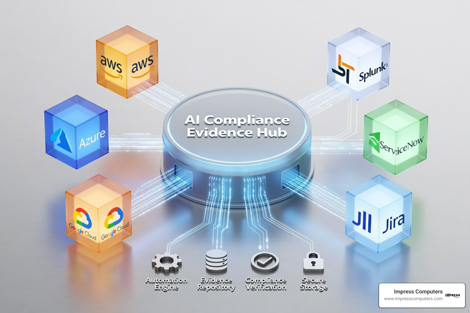 Automated evidence collection process showing integrations with cloud providers and security tools - ai security compliance Automated evidence collection process showing integrations with cloud providers and security tools - ai security compliance