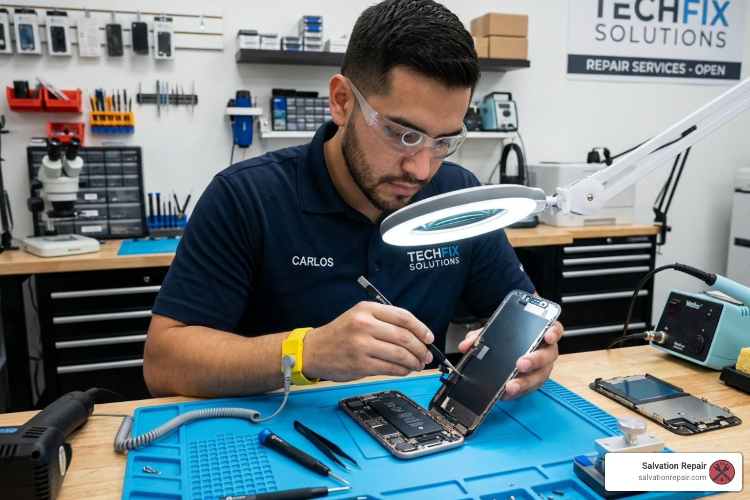 professional repair technician working on a smartphone - laurel phone repair professional repair technician working on a smartphone - laurel phone repair
