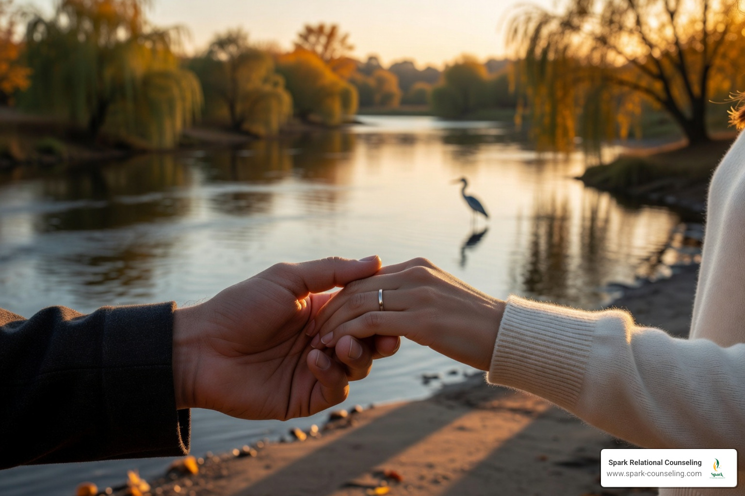 A couple enjoying a quiet moment near the Tualatin River National Wildlife Refuge - marriage counseling tigard oregon