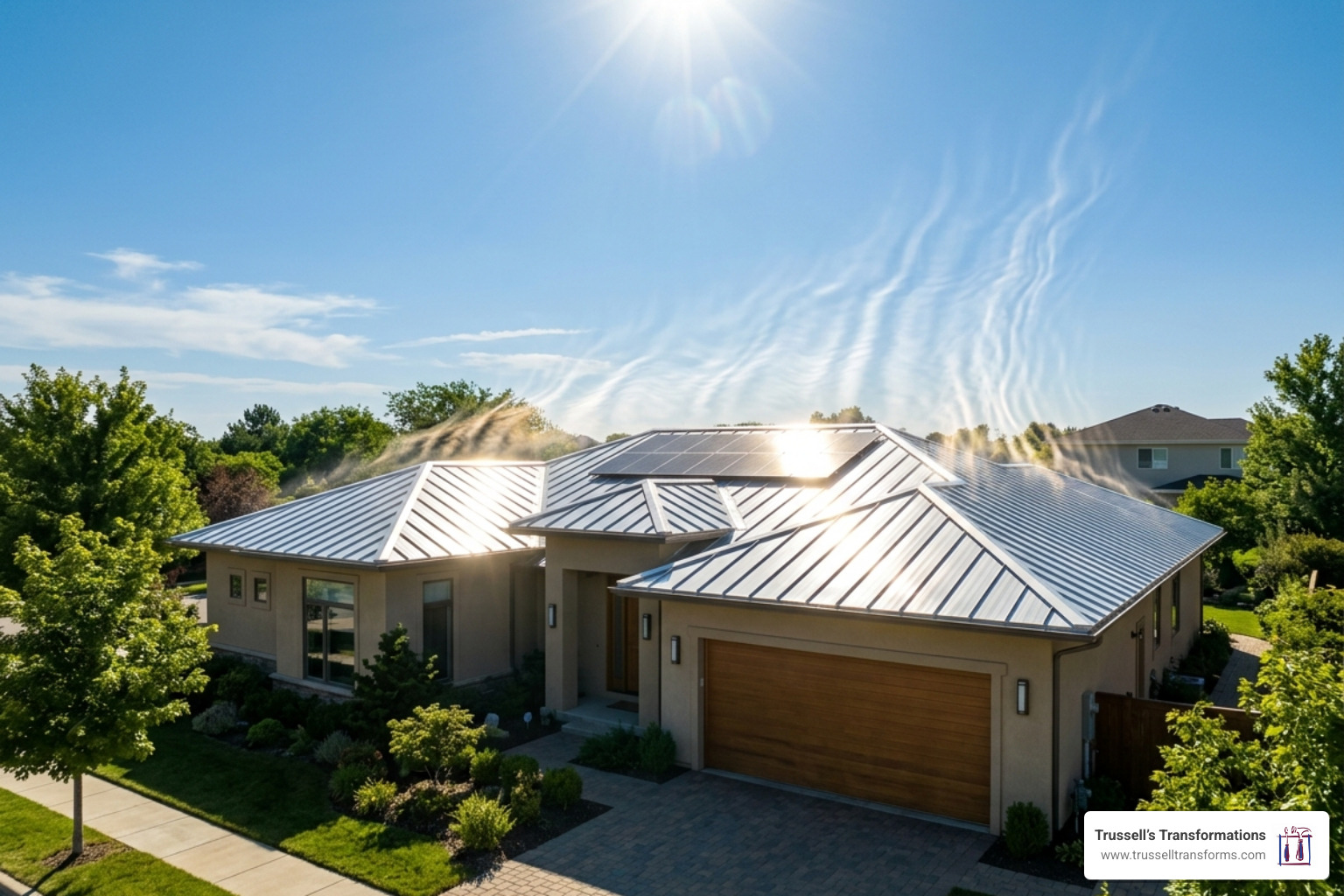 Solar Reflection On Metal Panels Illustrating How Heat Is Deflected Away From The Home - Metal Roofing Installation