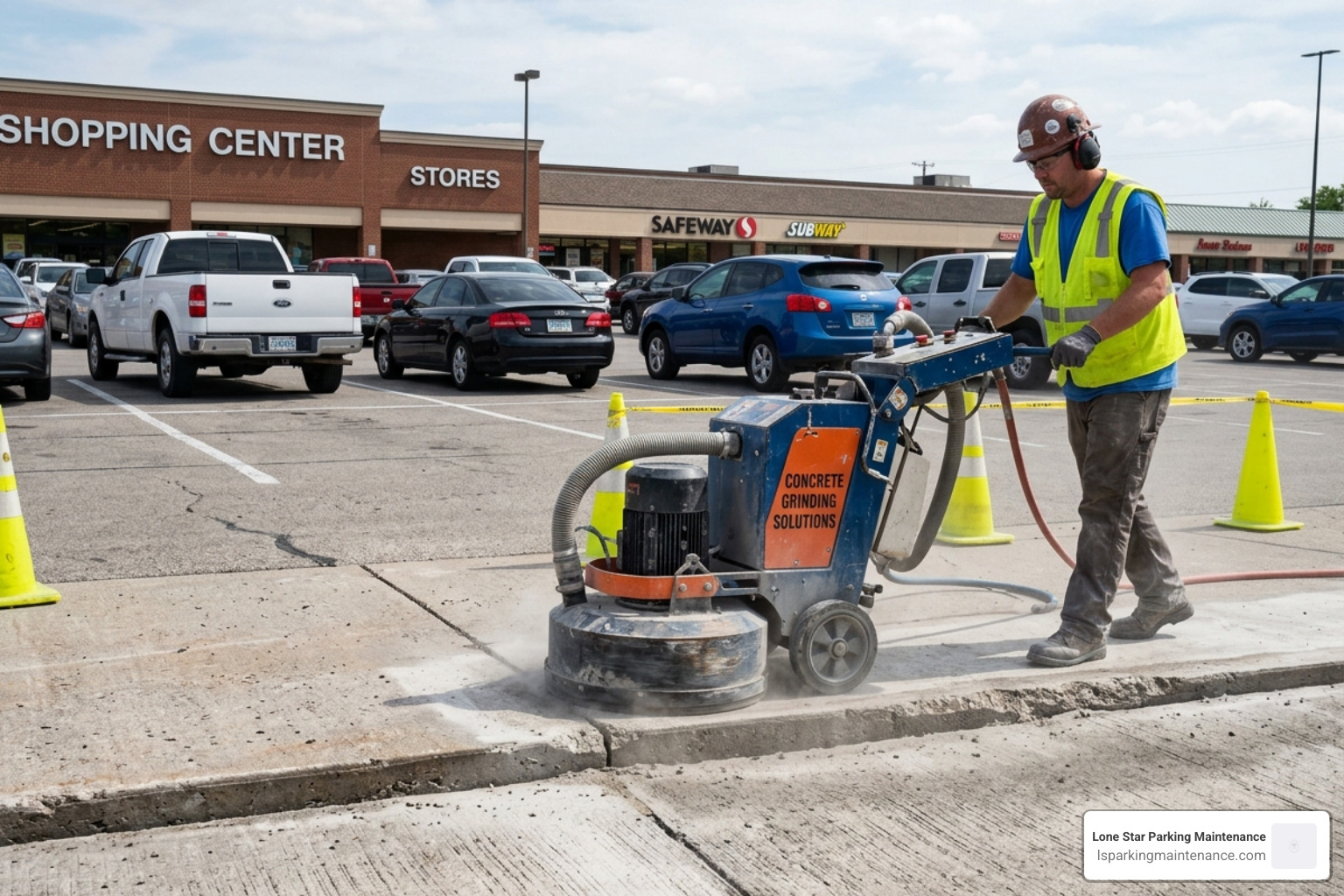 industrial diamond grinding machine leveling a concrete joint - concrete grinding parking lots industrial diamond grinding machine leveling a concrete joint - concrete grinding parking lots