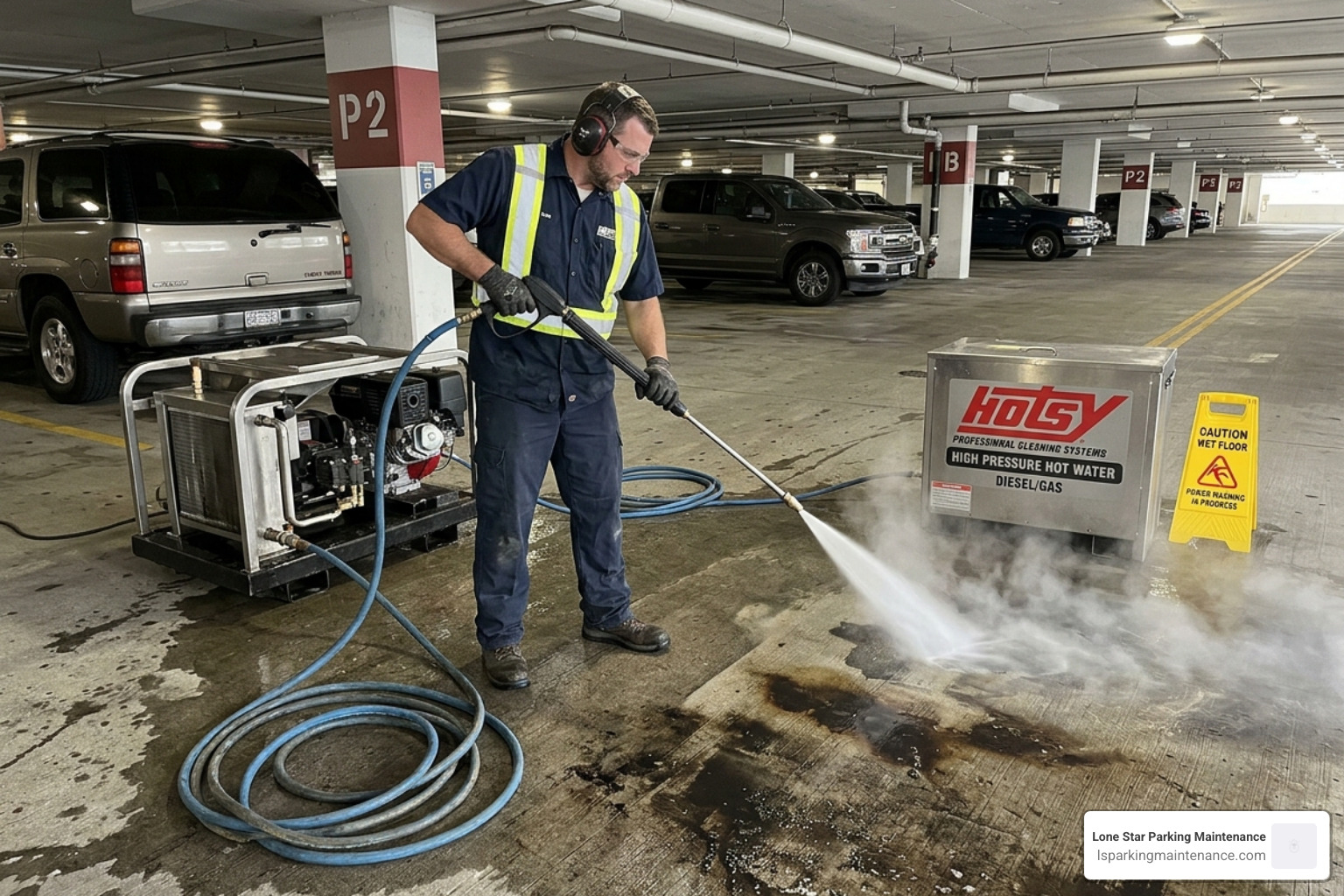 professional hot water power washing unit in action for thermal extraction - garage power washing professional hot water power washing unit in action for thermal extraction - garage power washing