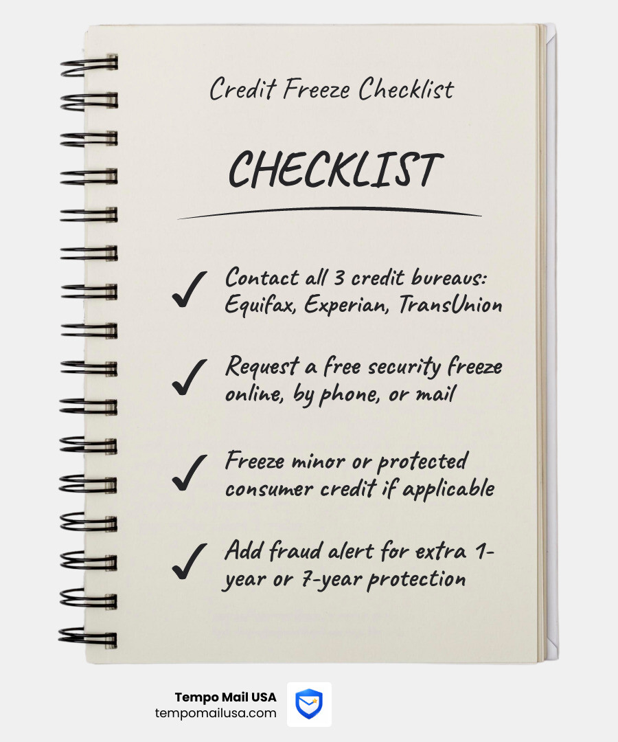 Credit freeze security checklist infographic for identity theft victims - How to completely freeze your credit after Credit freeze security checklist infographic for identity theft victims - How to completely freeze your credit after