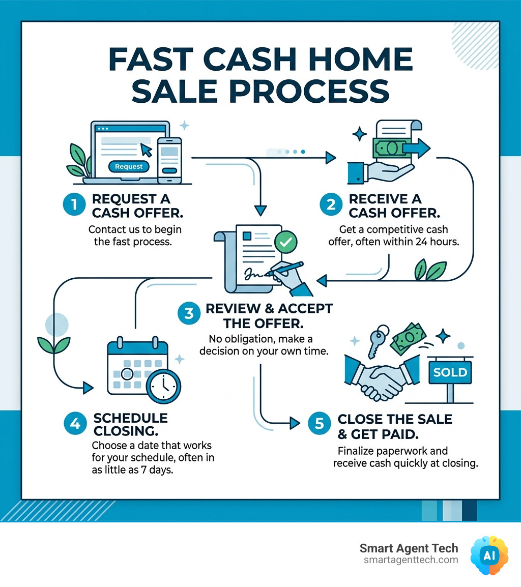 7-day cash home sale timeline from inquiry to closing with key milestones - sell home cash fast infographic 