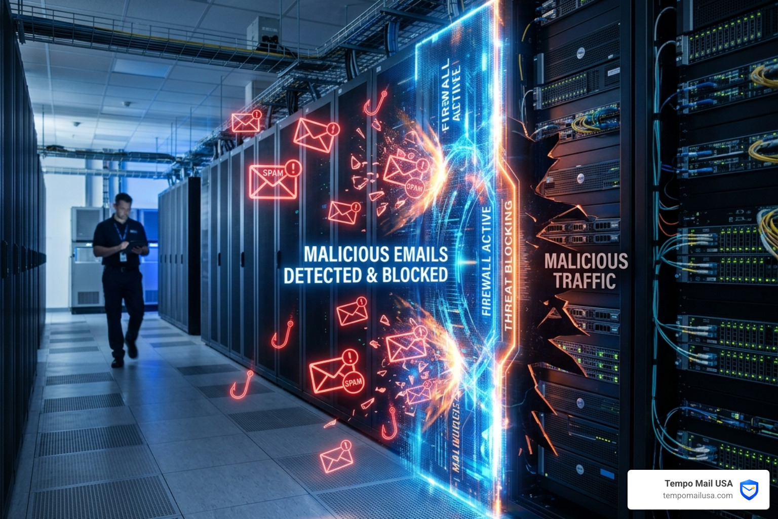 Digital firewall blocking malicious email traffic - judge robert kline scam