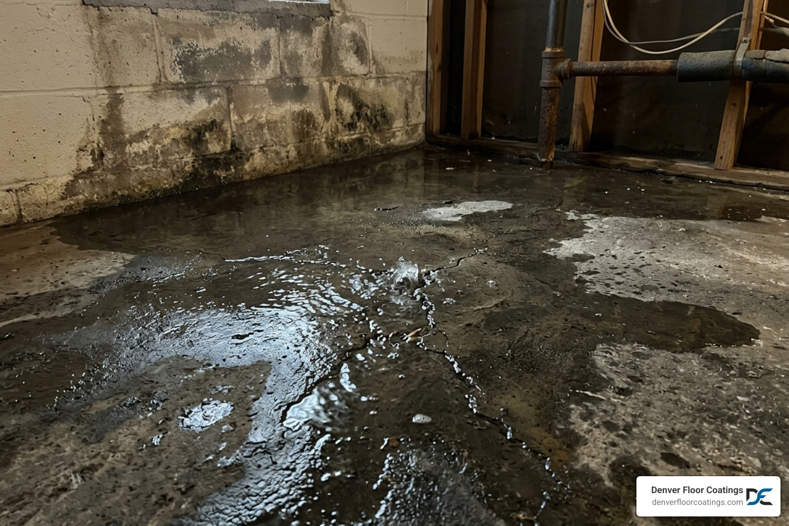 Hydrostatic pressure pushing groundwater through a concrete basement slab - concrete moisture mitigation Hydrostatic pressure pushing groundwater through a concrete basement slab - concrete moisture mitigation