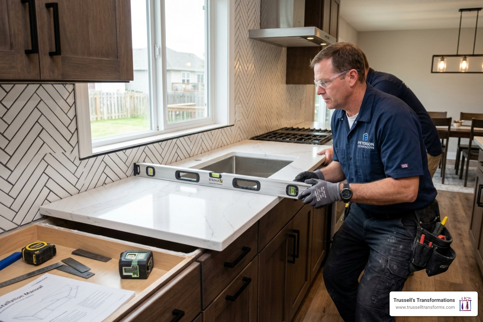 Licensed Contractor Installing A Caesarstone Countertop - Caesarstone Installation Near Me Licensed Contractor Installing A Caesarstone Countertop - Caesarstone Installation Near Me