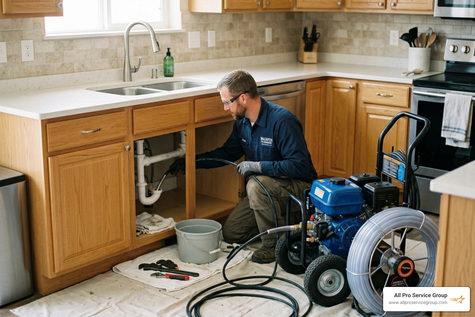 Modern drain cleaning equipment being used in a West Jordan home - plumber west jordan