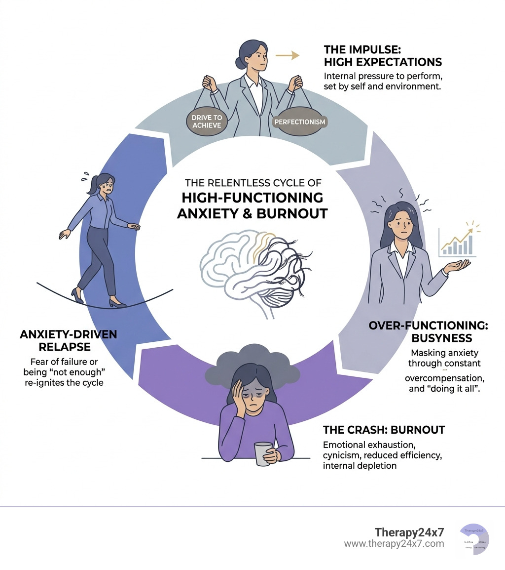 Cycle of high-functioning anxiety and burnout in high achievers with key psychological stages - Deep psychotherapy for high Cycle of high-functioning anxiety and burnout in high achievers with key psychological stages - Deep psychotherapy for high