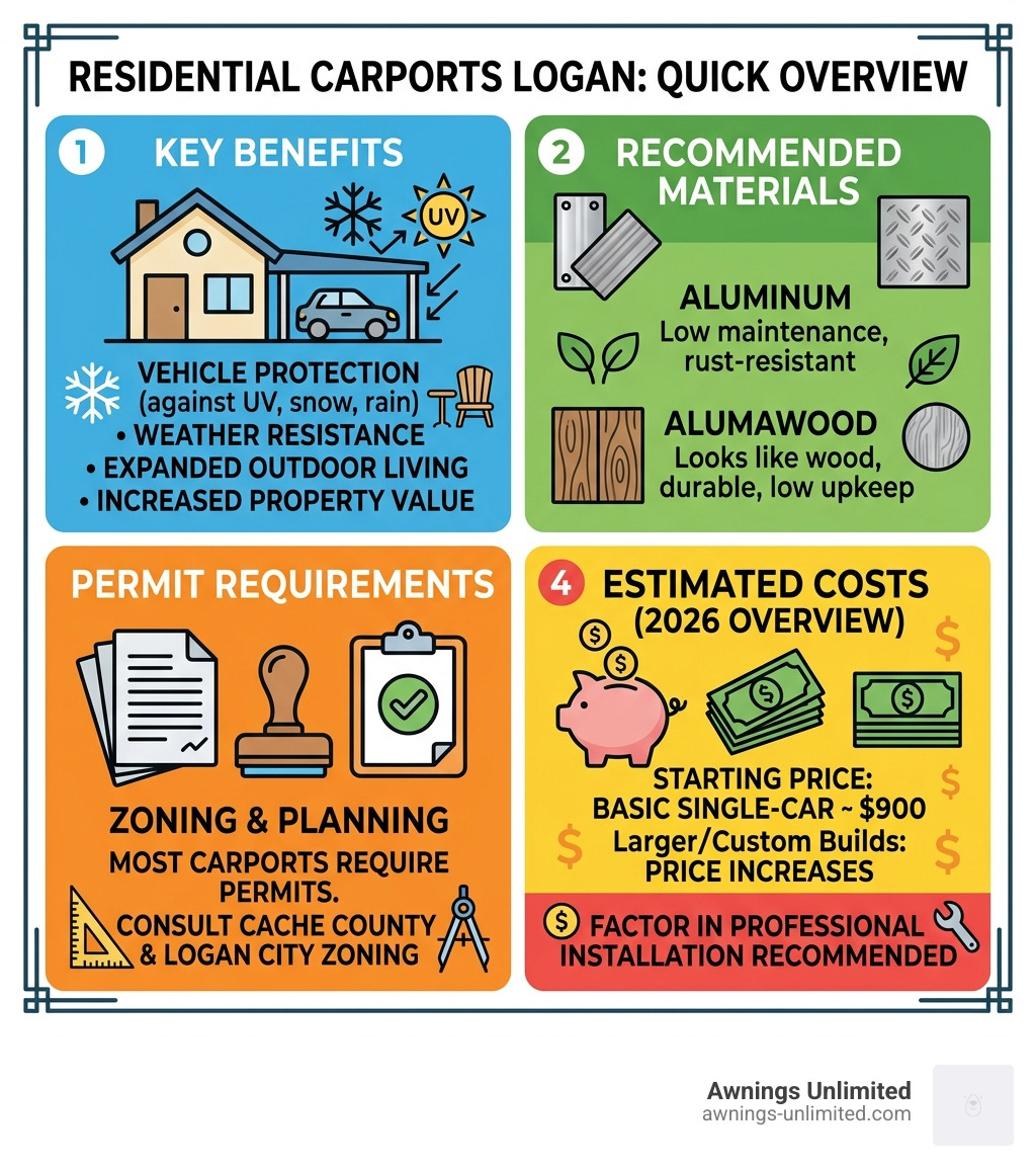 Infographic: residential carports Logan — benefits, materials, permit requirements, and cost overview - residential carports Infographic: residential carports Logan — benefits, materials, permit requirements, and cost overview - residential carports