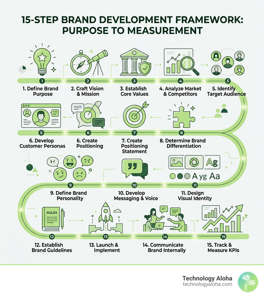 15-step brand development framework from purpose to measurement - branding strategy pdf infographic 15-step brand development framework from purpose to measurement - branding strategy pdf infographic