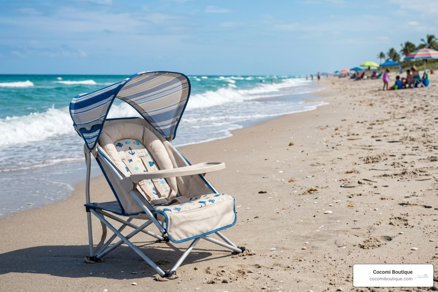 infant beach lounger on sunny sandy beach - infant beach lounger