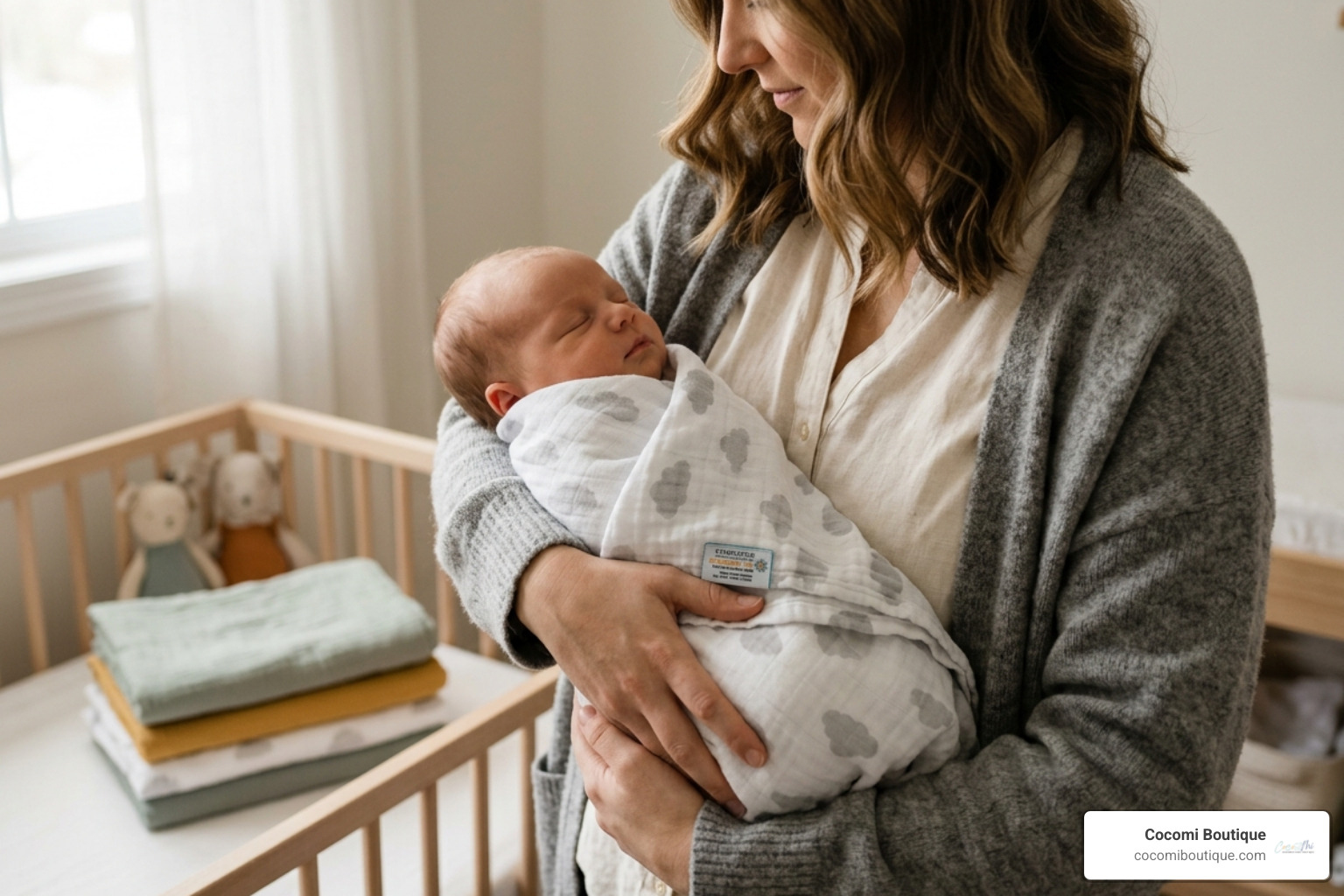 High-quality muslin fabric texture showing breathable double gauze weave - OEKO-TEX muslin baby swaddles