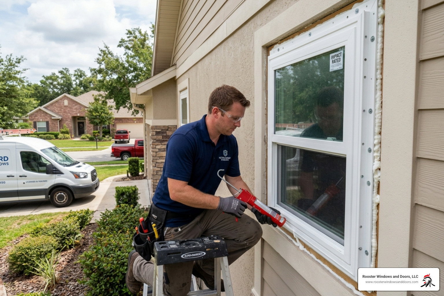 Professional window anchoring and sealing process - awning impact windows