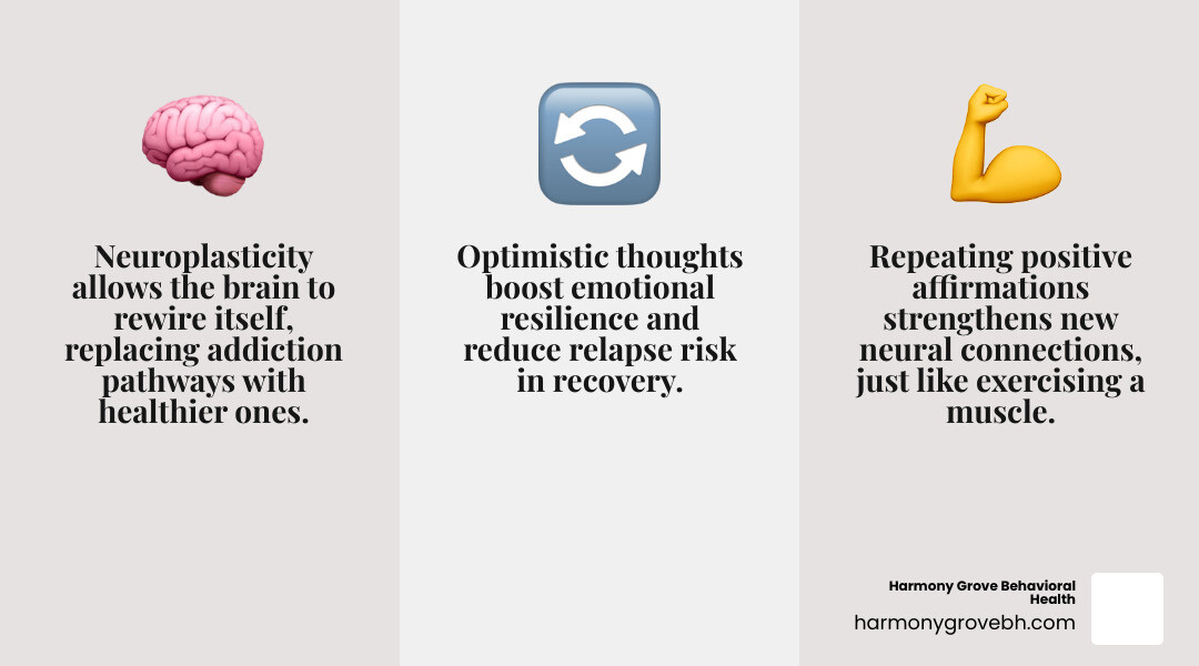 Benefits of positive thinking and optimism in addiction recovery infographic - quote about recovery from addiction