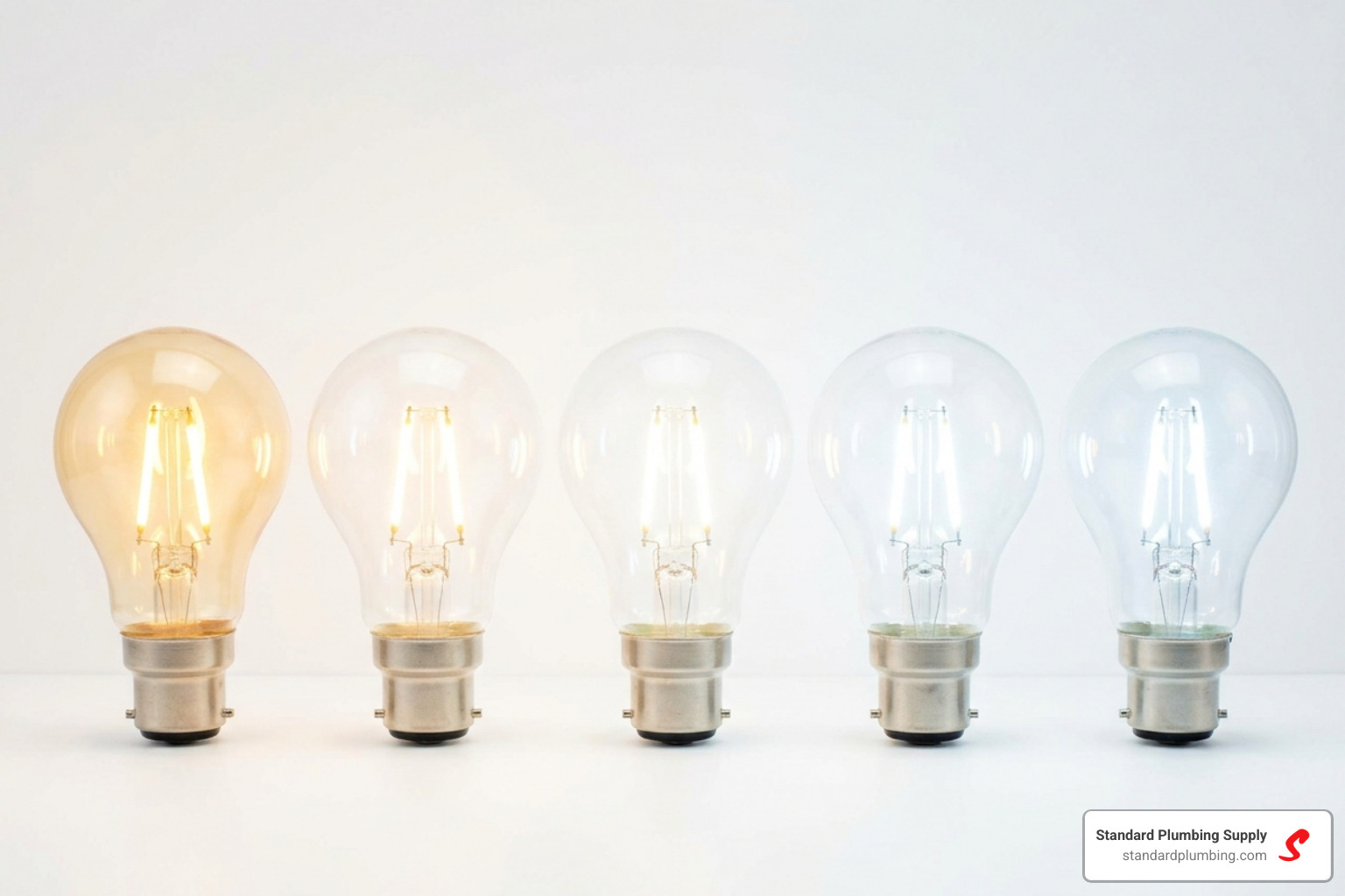 Comparison of LED color temperatures from warm white to cool daylight - bathroom ventilation fan with light