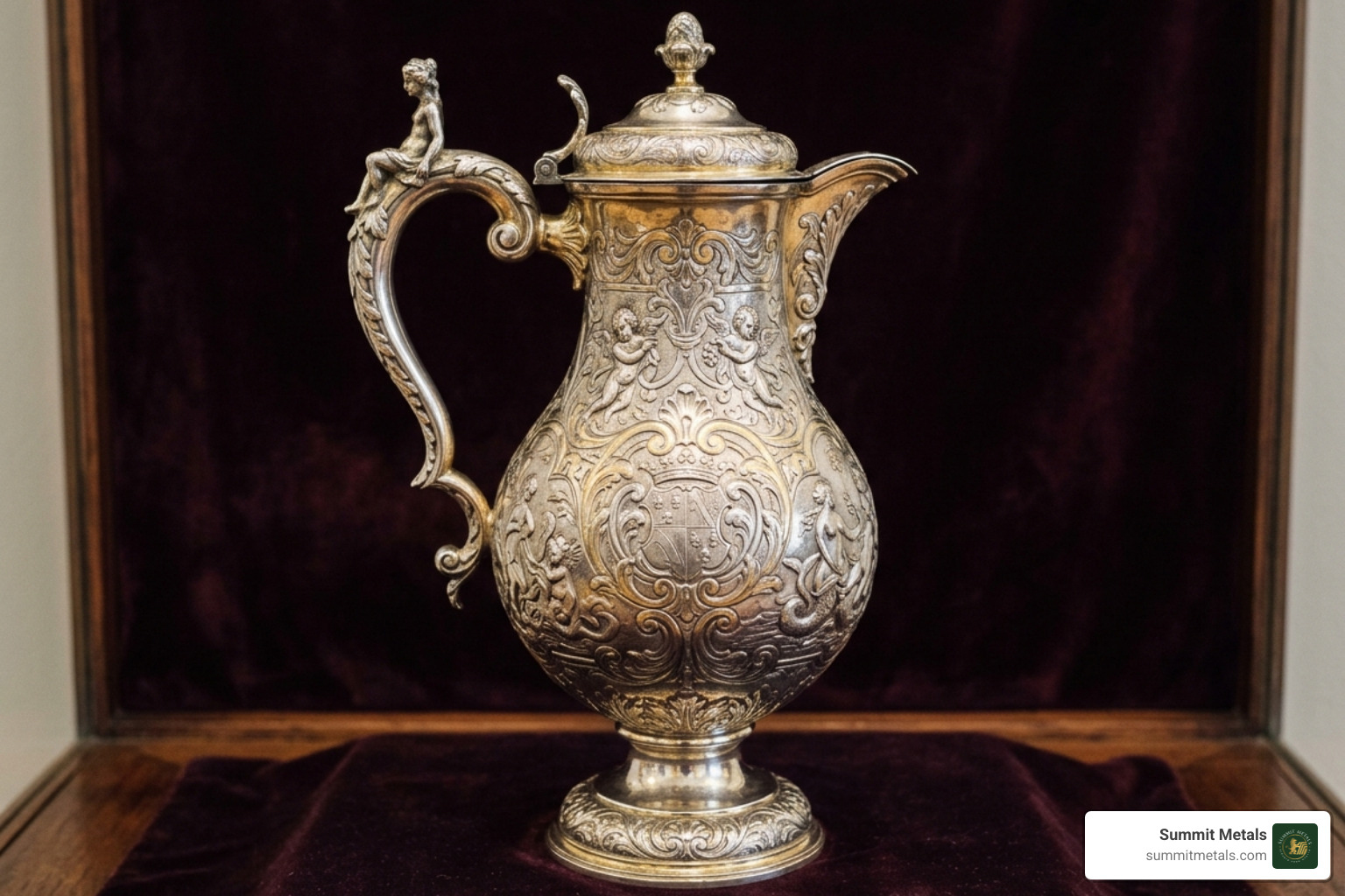 historical silver-gilt ewer demonstrating the beauty of vermeil craftsmanship - golden silver